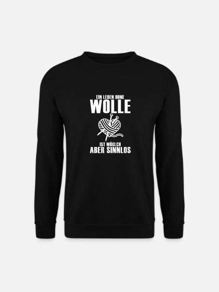 Wolle Hobby Stricken Handarbeit Geschenk - Unisex Pullover - Schwarz