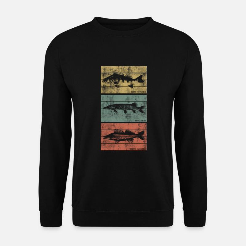 Fische Raubfische Angeln Barsch Hecht Zander - Unisex Pullover - Schwarz