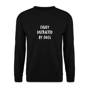 Facilement distrait par les chiens. - Sweat-shirt Unisexe - noir - Devant - Alina (178cm) & Michal (187cm)