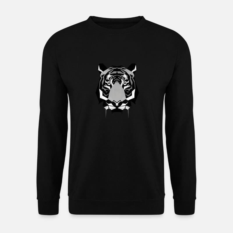 Polygon Design Säbelzahntiger Tierkopf - Unisex Pullover - Schwarz