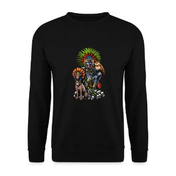 Dieu aztèque Mictlantecuhtli - Sweat-shirt Unisexe - noir - Devant - Alina (178cm) & Michal (187cm)