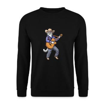 Cowboy Cat Guitar Player - Unisex Sweatshirt - black - Front - Alina (178cm) & Michal (187cm)