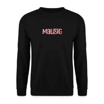 Mausig Rosa Rundschrift - Unisex Pullover - Schwarz - Vorne - Alina (178cm) & Michal (187cm)