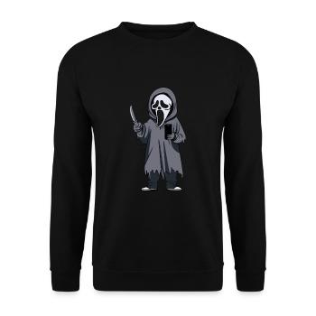 Lustiges Ghostface Halloween-Party-Kostüm - Unisex Pullover - Schwarz - Vorne - Alina (178cm) & Michal (187cm)