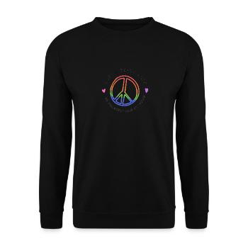 lgbtq Pride 2023 Peace Heart - Unisex Pullover - Schwarz - Vorne - Alina (178cm) & Michal (187cm)