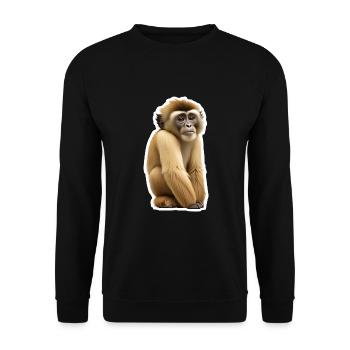Gibbon Affe - Unisex Pullover - Schwarz - Vorne - Alina (178cm) & Michal (187cm)