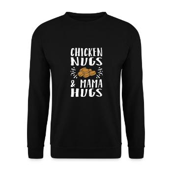 Chicken Nugs & Mama Hugs - Unisex Pullover - Schwarz - Vorne - Alina (178cm) & Michal (187cm)