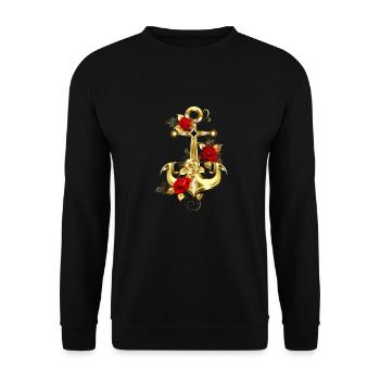 Anchor with Rose Maritime - Unisex Sweatshirt - black - Front - Alina (178cm) & Michal (187cm)