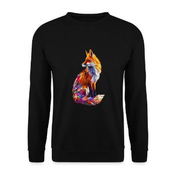 Geometrischer Fuchs Abstrakte Kunst Fuchs Tier - Unisex Pullover - Schwarz - Vorne - Alina (178cm) & Michal (187cm)