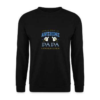 So sieht ein toller Papa aus Lustiger Vater - Unisex Pullover - Schwarz - Vorne - Alina (178cm) & Michal (187cm)