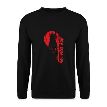Her Otter a aidé le motif de la Saint Valentin - Sweat-shirt Unisexe - noir - Devant - Alina (178cm) & Michal (187cm)