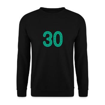 30 JAHRE. 30-jähriges JUBILÄUM. JUBILÄUM 30 JAHRE. 30 - Unisex Pullover - Schwarz - Vorne - Alina (178cm) & Michal (187cm)