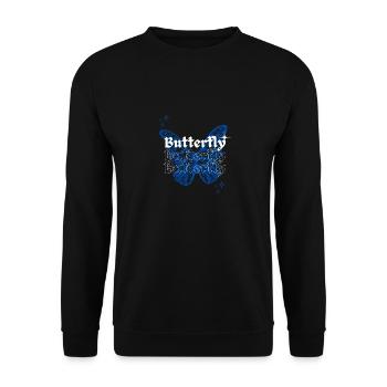 Papillon bleu - Sweat-shirt Unisexe - noir - Devant - Alina (178cm) & Michal (187cm)
