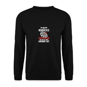 Dart spieler Geschenk Spruch Darts Wurfspieß - Unisex Pullover - Schwarz - Vorne - Alina (178cm) & Michal (187cm)