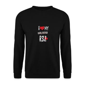 R32 Geschenk Wagen Mechaniker - Unisex Pullover - Schwarz - Vorne - Alina (178cm) & Michal (187cm)