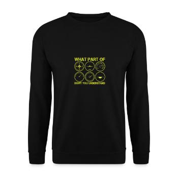 What part of Pilot Flugzeug Geschenk Luftfahrt - Unisex Pullover - Schwarz - Vorne - Alina (178cm) & Michal (187cm)