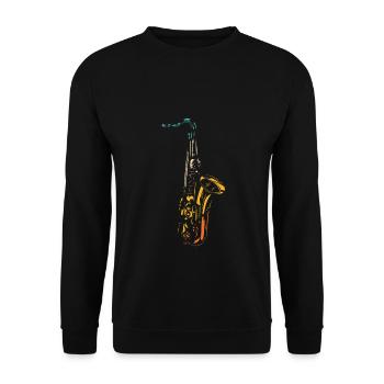 Retro Vintage Trompete Geschenkidee Trompeten Spie - Unisex Pullover - Schwarz - Vorne - Alina (178cm) & Michal (187cm)
