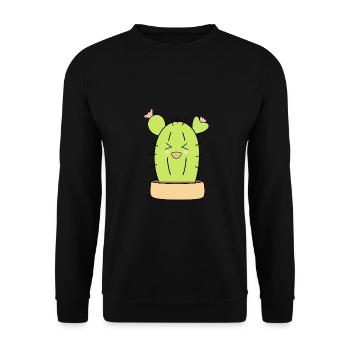Kawaii Kaktus Kawaii Pflanze Kawaii Sticker lustig - Unisex Pullover - Schwarz - Vorne - Alina (178cm) & Michal (187cm)
