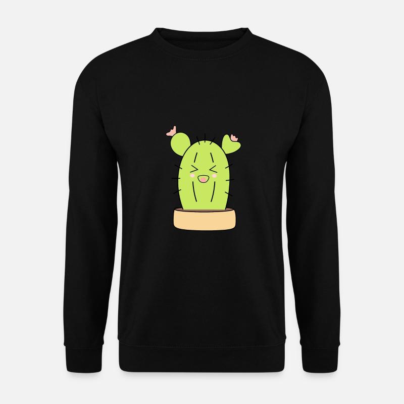 Kawaii Kaktus Kawaii Pflanze Kawaii Sticker lustig - Unisex Pullover - Schwarz