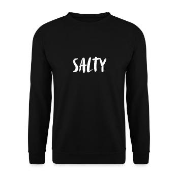 Salty. Salzig. Das Meer, Urlaub, Sonne, Strand ... - Unisex Pullover - Schwarz - Vorne - Alina (178cm) & Michal (187cm)
