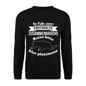 Katze hier platzieren - Unisex Pullover - Schwarz - Vorne - Alina (178cm) & Michal (187cm)