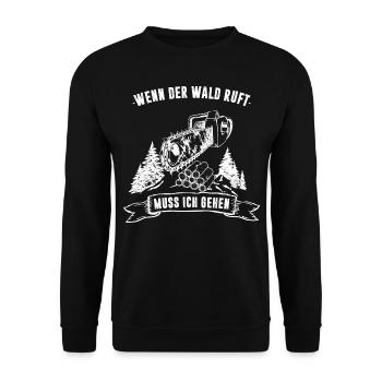 WENN DER WALD RUFT - Holz - Unisex Pullover - Schwarz - Vorne - Alina (178cm) & Michal (187cm)