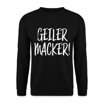 Geiler Macker - Unisex Pullover - Schwarz - Vorne - Alina (178cm) & Michal (187cm)