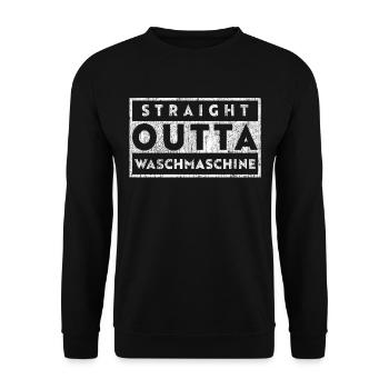 Straight Outta Waschmaschine - Unisex Pullover - Schwarz - Vorne - Alina (178cm) & Michal (187cm)