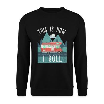 Voilà comment je roule camping vacances camp tente voyage - Sweat-shirt Unisexe - noir - Devant - Alina (178cm) & Michal (187cm)