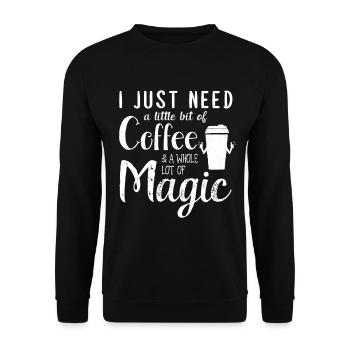 Magic Coffee Caffein magician morning believe gift - Unisex Sweatshirt - black - Front - Alina (178cm) & Michal (187cm)