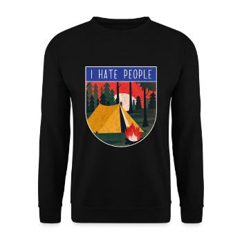 Camping hermit eremite freedom nature silence camp - Unisex Pullover - Schwarz - Vorne - Alina (178cm) & Michal (187cm)