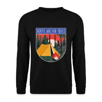 Roots Camping travel freedom nature silence camp - Unisex Pullover - Schwarz - Vorne - Alina (178cm) & Michal (187cm)