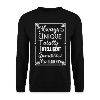 Autismus Geschenk Asperger Charakter Geschenk - Unisex Pullover - Schwarz - Vorne - Alina (178cm) & Michal (187cm)