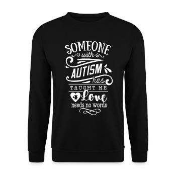 Autismus Geschenk Liebe braucht keine Worte - Unisex Pullover - Schwarz - Vorne - Alina (178cm) & Michal (187cm)
