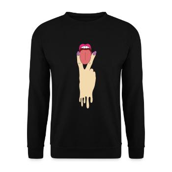 Lesbian Tongue Lgbt Pride Support Gay Love T Shirt - Unisex Sweatshirt - black - Front - Alina (178cm) & Michal (187cm)
