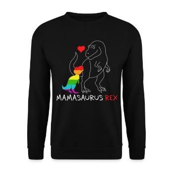 Mamasaurus Rex | Mutter | Neue Mama Regenbogen queer - Unisex Pullover - Schwarz - Vorne - Alina (178cm) & Michal (187cm)