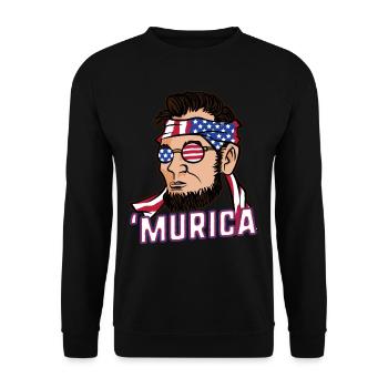 Murica Abe Lincoln' July 4th Flag - Unisex Pullover - Schwarz - Vorne - Alina (178cm) & Michal (187cm)