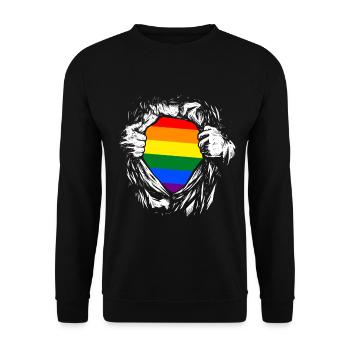 Supergay Gay Pride LGBT LGBTQ Q Queer cadeau - Sweat-shirt Unisexe - noir - Devant - Alina (178cm) & Michal (187cm)