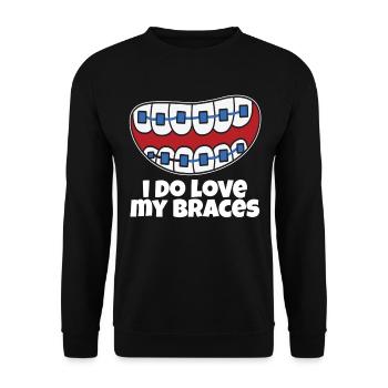 Zahnspangen Lustige Metallmund sexy Zahn Zahnarzt Zahnspange - Unisex Pullover - Schwarz - Vorne - Alina (178cm) & Michal (187cm)