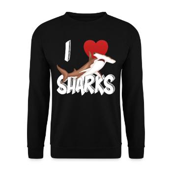 I Love Sharks Cute Novelty Week of the Shark Gift Idea For Shark Lovers Graphic Hammerhead Shark - Unisex Sweatshirt - black - Front - Alina (178cm) & Michal (187cm)