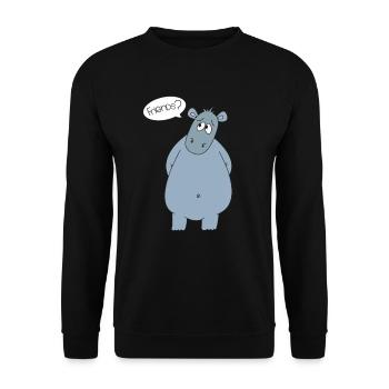 Freunde Hippo Flusspferd Nilpferd Geschenk - Unisex Pullover - Schwarz - Vorne - Alina (178cm) & Michal (187cm)