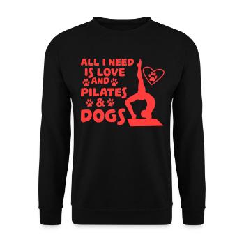 Love of dogs and yoga Tshirt Design - Unisex Sweatshirt - black - Front - Alina (178cm) & Michal (187cm)