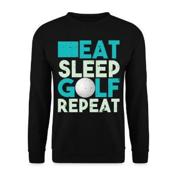 Conception drôle manger le sommeil répétition de golf T-shirt - Sweat-shirt Unisexe - noir - Devant - Alina (178cm) & Michal (187cm)