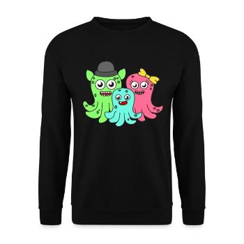 Das kleine aber entzückende Dumbo Octopus T-Shirt - Unisex Pullover - Schwarz - Vorne - Alina (178cm) & Michal (187cm)