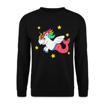 Conception mignonne et drôle de tshirt de licorne et de sirène - Sweat-shirt Unisexe - noir - Devant - Alina (178cm) & Michal (187cm)