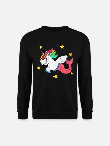 Netter u. Lustiger Einhorn-u. Meerjungfrau-T-Shirt Entwurf - Unisex Pullover - Schwarz