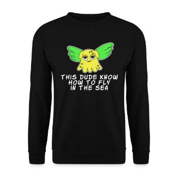 Das kleine aber entzückende Dumbo Octopus T-Shirt - Unisex Pullover - Schwarz - Vorne - Alina (178cm) & Michal (187cm)