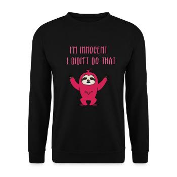 Lustiges, faules, aber süßes T-Shirt-Design, das ich nicht gemacht habe - Unisex Pullover - Schwarz - Vorne - Alina (178cm) & Michal (187cm)
