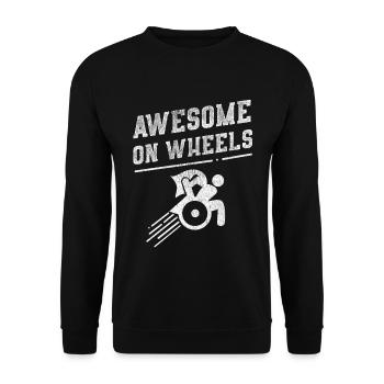 Awesome On Wheels' Hilarous Wheelchair Gift - Unisex Pullover - Schwarz - Vorne - Alina (178cm) & Michal (187cm)