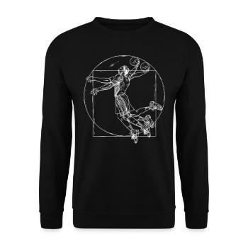 Da Vinci Vitruvian man basketball shirt for sport - Unisex Sweatshirt - black - Front - Alina (178cm) & Michal (187cm)
